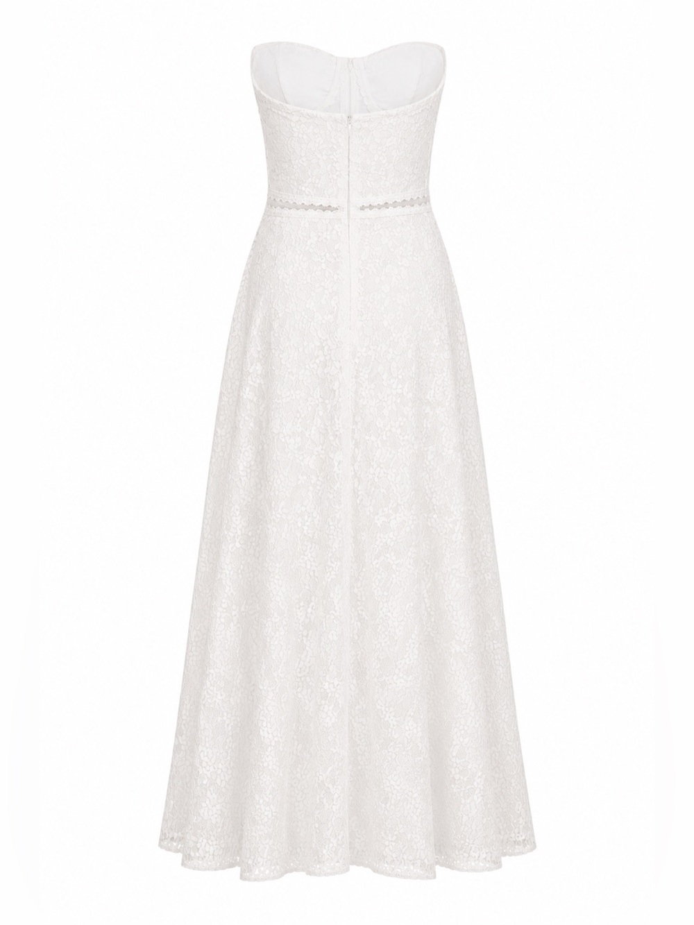 Lulus White Floral Lace Strapless Maxi Dress NWT Bridal Shower Wedding M - Picture 5 of 7